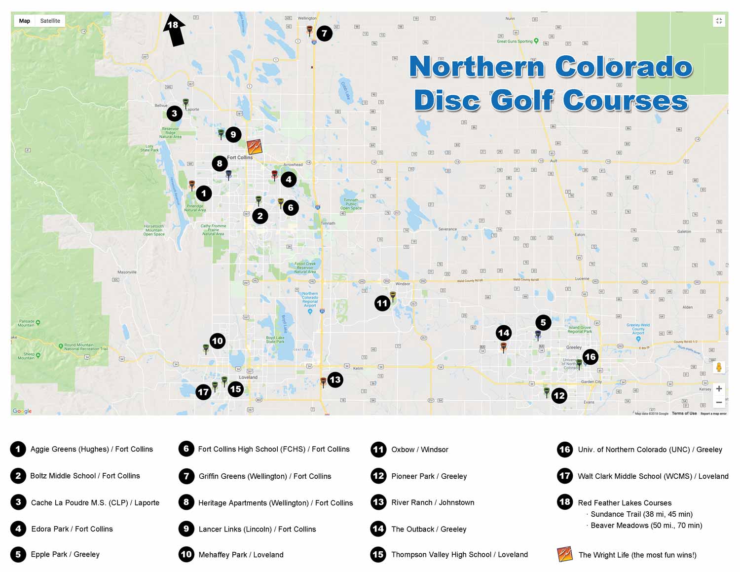Map of Northern Colorado courses