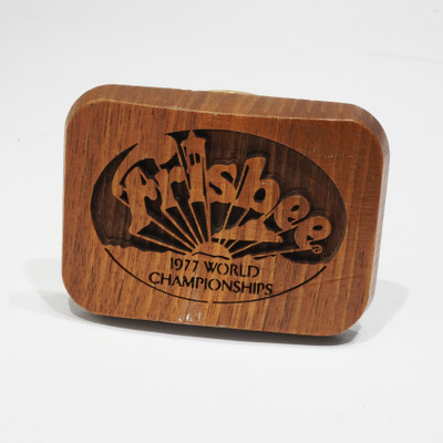 Wham-O Belt Buckle - Wood 1977 World Frisbee