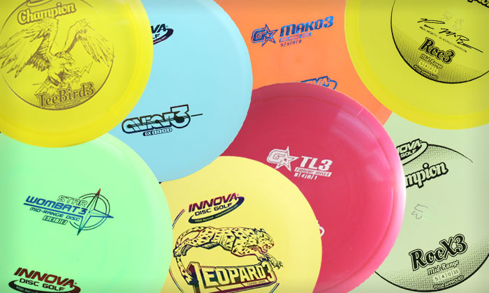 innova-3-series-discs.jpg collage of various innova 3 Series golf discs